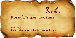 Kormányos Luciusz névjegykártya