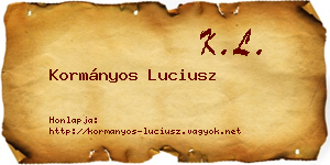 Kormányos Luciusz névjegykártya